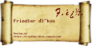 Friedler Ákos névjegykártya